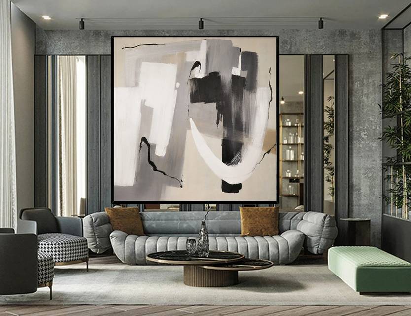 Gray White Modern You Abstract Canvas Wall Art 8W4V7 wall art